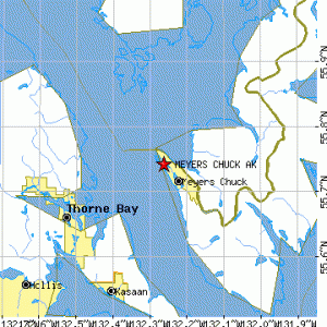 Meyers Chuck, between Wrangell and Ketchikan, will see a new dock within a few years. (Map by US Beacon)